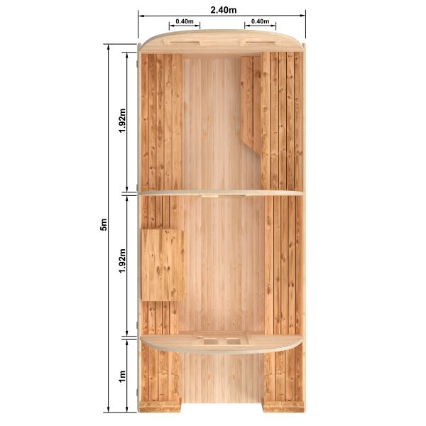 Fasssauna / Gartensauna / Banja / Viking 5,0 m mit Balkon und Vorraum